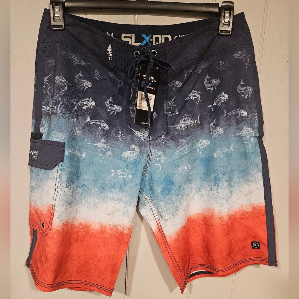 Salt Life SLX Stretch Board Surf Shorts Ameritude Plier Pocket Quick Dry